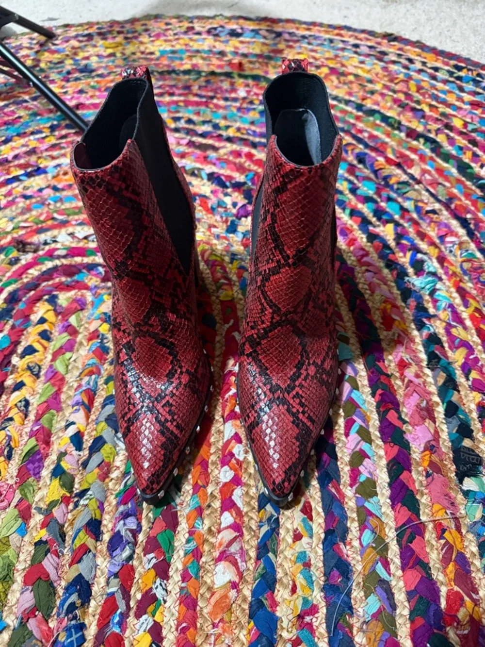 Snake skin STUDDED heeled booties - Picture 2 of 4